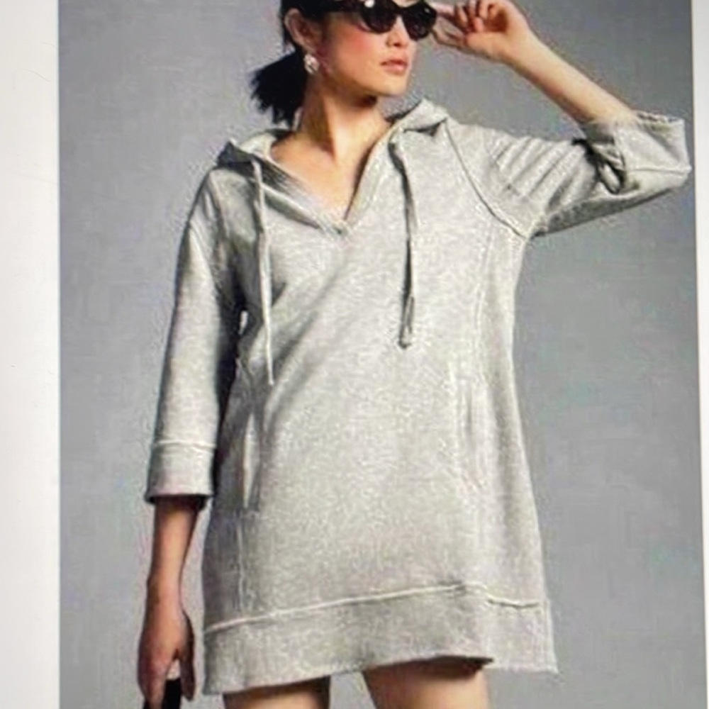 Anthropologie Daily Practice Dress Size XS Gray Hooded EUC